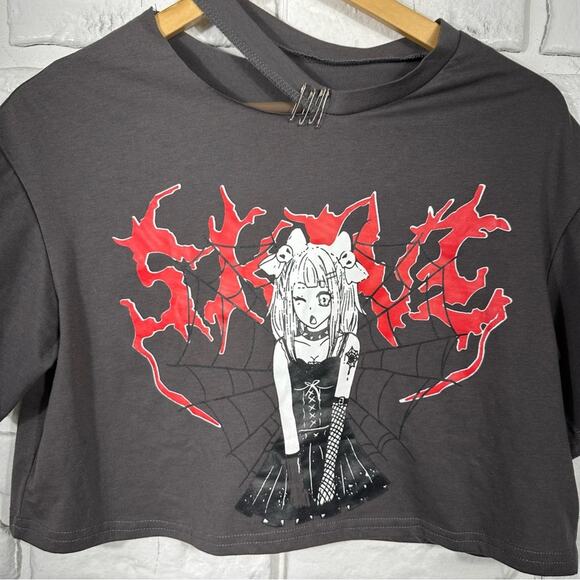 NWT Romwe Anime Girl Boxy Fit Crop Top Size Medium - Picture 7 of 10
